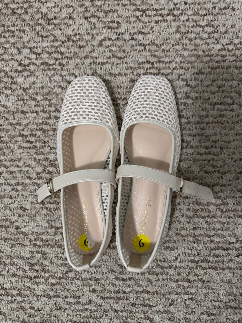 Women's White Mary Jane Woven Flats